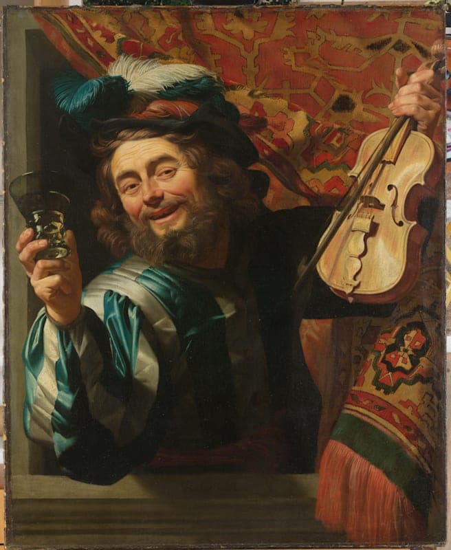 Gerard van Honthorst. Merry Violinist with Wineglass, 1623. 